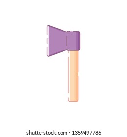 Cute isolated violet ax. White background. Flat linear style illustration. Vector.