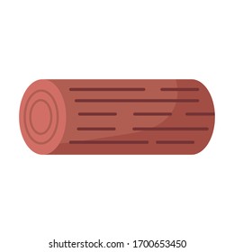 Cute isolated wooden log. White background. Flat style illustration.