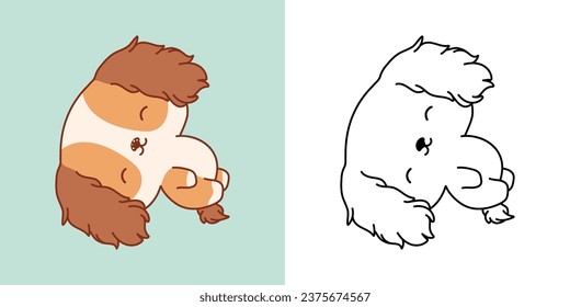 Cute IsolatedCocker Spaniel Dog Illustration and For Coloring Page. Cartoon Clip Art Puppy. Cartoon Vector Illustration of Kawaii Animal for Stickers, Prints for Clothes, Baby Shower. 