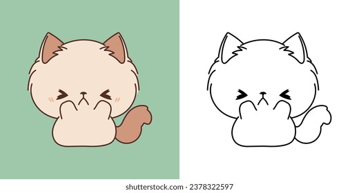 Cute IsolatedRabbit Illustration and For Coloring Page. Cartoon Clip Art Kitten. Cartoon Vector Illustration of Kawaii Baby Pet for Stickers, Prints for Clothes, Baby Shower. 