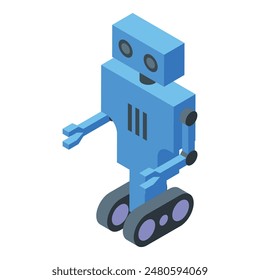 Cute isometric blue robot illustration with 3d technology and futuristic design as a friendly mascot character for automation and mechanical innovation in digital modern tech