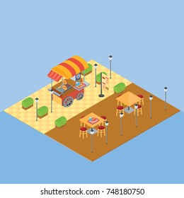 Cute isometric of Burger Cart