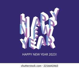 cute isometric gradient happy new year 2023 banner