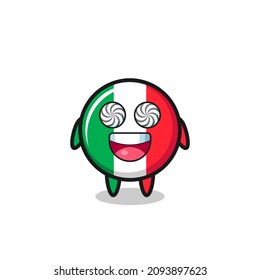 cute italy flag character with hypnotized eyes , cute style design for t shirt, sticker, logo element