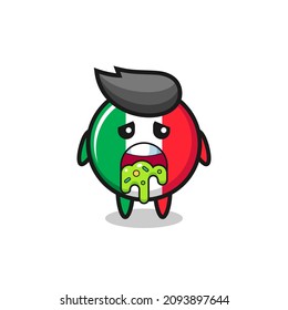the cute italy flag character with puke , cute style design for t shirt, sticker, logo element