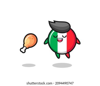 cute italy flag floating and tempted because of fried chicken , cute style design for t shirt, sticker, logo element