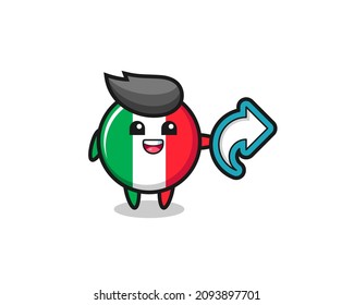 cute italy flag hold social media share symbol , cute style design for t shirt, sticker, logo element