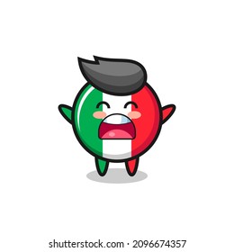 cute italy flag mascot with a yawn expression , cute style design for t shirt, sticker, logo element