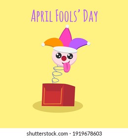 Cute Jack in the box with hat vector illustration. for April fools day 
