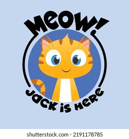 Cute Jack Cat for cat lovers or pet shop use. A simple cute vector design
