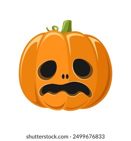 Cute Jack O Lantern, Creepy Spooky Halloween Pumpkin Decor Flat Vector Illustration