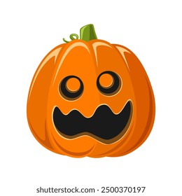 Cute Jack O Lantern, Creepy Spooky Halloween Pumpkin Decor Flat Vector Illustration