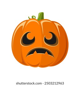 Cute Jack O Lantern, Creepy Spooky Halloween Pumpkin Decor Flat Vector Illustration