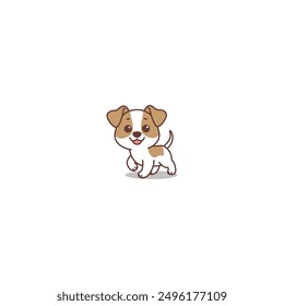 Cute jack russell puppy cartoon, vector illustration