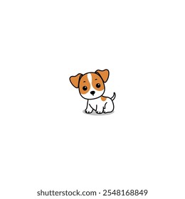 Cute jack russell puppy sitting cartoon, vector illustration