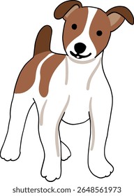Bonito Jack Russell Terrier Ilustração de Cão - Estilo de Desenho Animado Desenhado à Mão