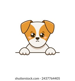 Cute jack russell terrier with pleading look in cartoon style. Vector flat illustration