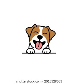 Cute jack russell terrier caricatura sonriente, ilustración vectorial