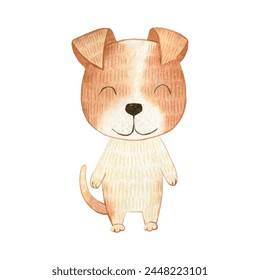 Lindo Jack Russell Terrier. Ilustración de acuarela de Vector aislada sobre fondo blanco.