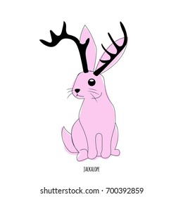 Cute Jackalope. Vector Hand Drawn Illustration.