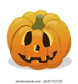 Cute Jack-O -Lantern Pumpkin with Carved Face Vector