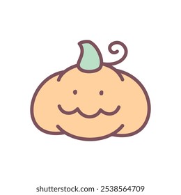 Ícone bonito do Jack-o-lantern. Ilustração desenhada à mão de um pepino sorridente engraçado isolado em um fundo branco. Vetor 10 EPS.