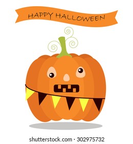Cute Jack-o-lantern pumpkin character cartoon  silly face