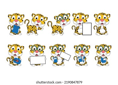 cute jaguar animal cartoon graphic