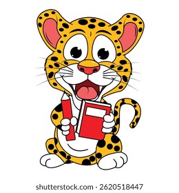 Cute JAguar Animal Cartoon Illustration