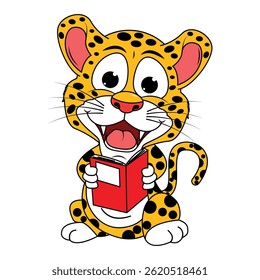 Cute JAguar Animal Cartoon Illustration