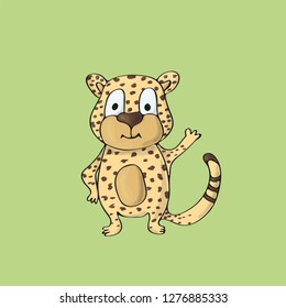 Cute jaguar isolated cartoon vector character.