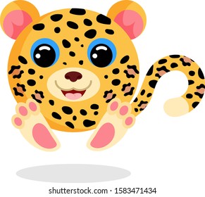Cute jaguar vector illustration. Flat design. Isolated Illustration on white background
