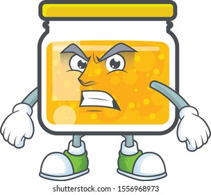 Cute jam in jar with character annoyed.