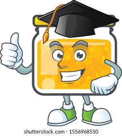 Cute jam in jar with character graduation hat.