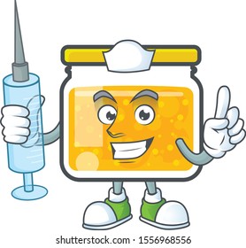 Cute jam in jar with character nurse.