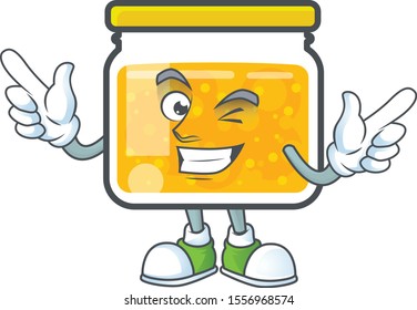 Cute jam in jar with character wink.