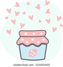 Cute jam jar with hearts