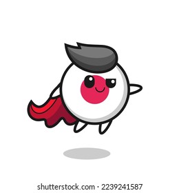 cute japan flag badge superhero character is flying , cute style design for t shirt, sticker, logo element