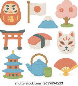 Cute Japan Icon Set - Traditional Japanese Culture Elements