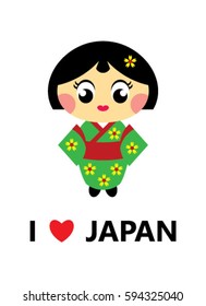 cute japan kokeshi vector