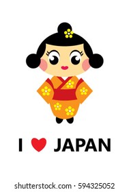 cute japan kokeshi vector