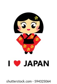 cute japan kokeshi vector