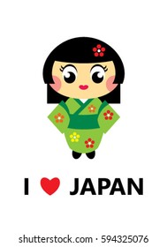 cute japan kokeshi vector