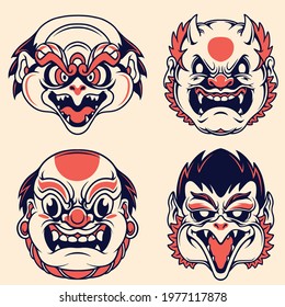 cute japan traditional mask. vector illustration 