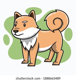 Cute Japanese Akita Dog Cartoon Character Hand Drawn Illustration Design