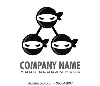 cute japanese black ninja cartoon character image logo