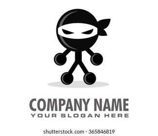 cute japanese black ninja cartoon character image logo