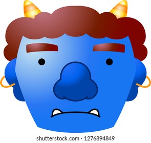 Cute japanese blue Gradation demon Mask