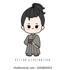 ilustración vectorial de un niño japonés lindo
