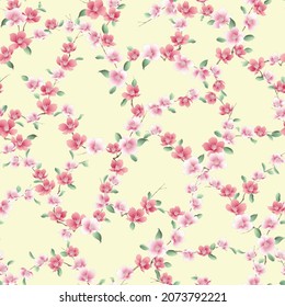 Cute Japanese cherry blossom seamless pattern,